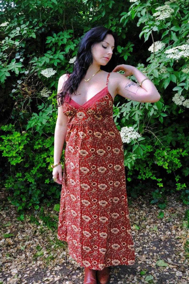 Isobel Maxi Dress in Poppy Red Block Print Floral