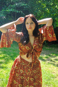 Sylvia Wrap Top in Poppy Red Block Print Floral
