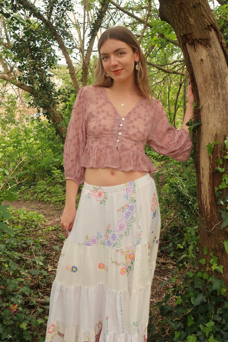 Catherine Sheer Blouse in Storybook Purple