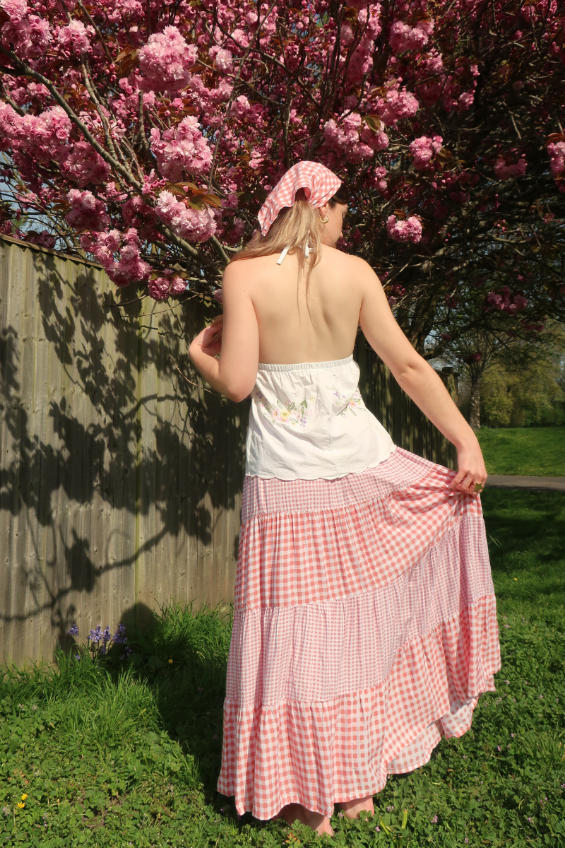 Rosie Maxi Skirt in Strawberry Pink Gingham