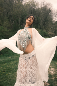 The Madonna Sheer Wrap Top in Cloud White