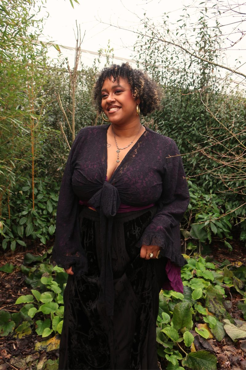 Venus Wrap Top in Nightshade Black Lace