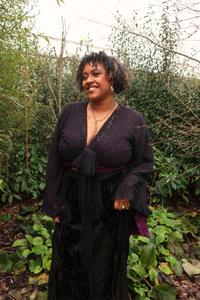 Venus Wrap Top in Nightshade Black Lace