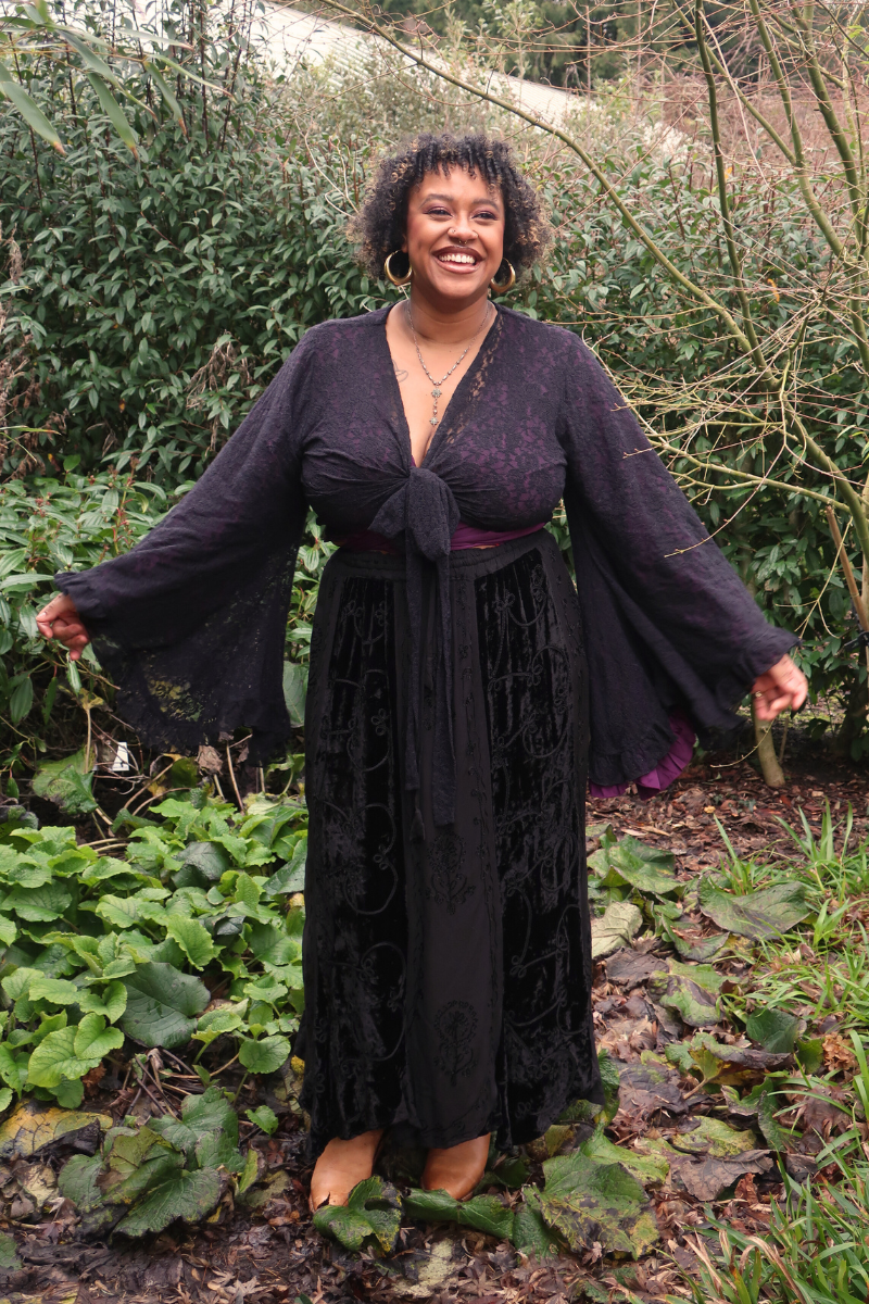 Venus Wrap Top in Nightshade Black Lace