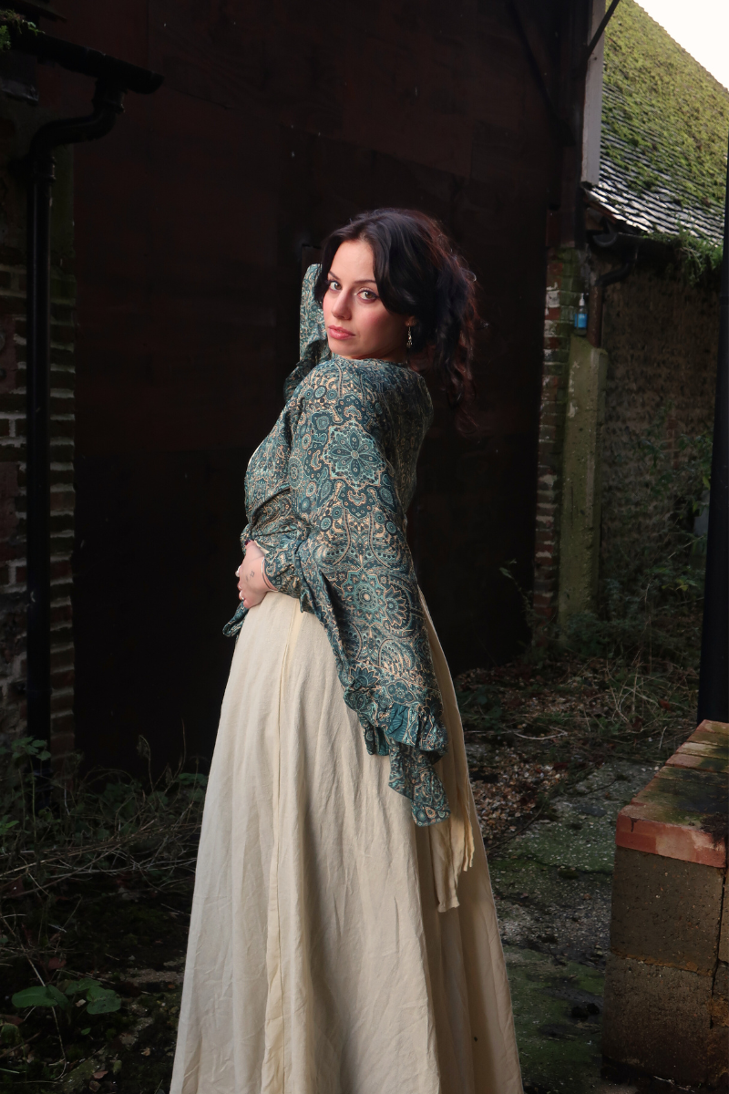 Venus Wrap Top in Simone Blue Mandala