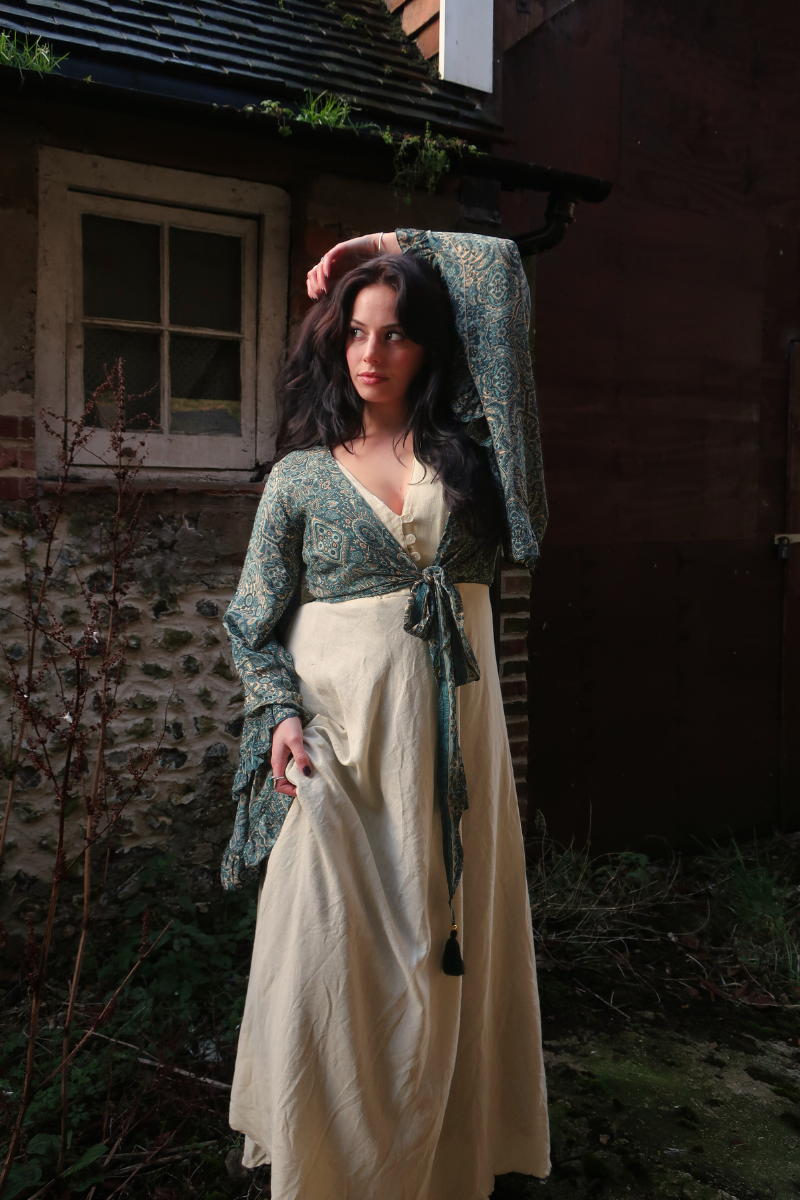 Venus Wrap Top in Simone Blue Mandala