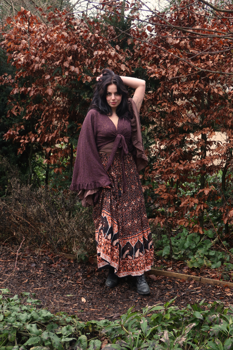 Venus Wrap Top in Truffle Brown Lace