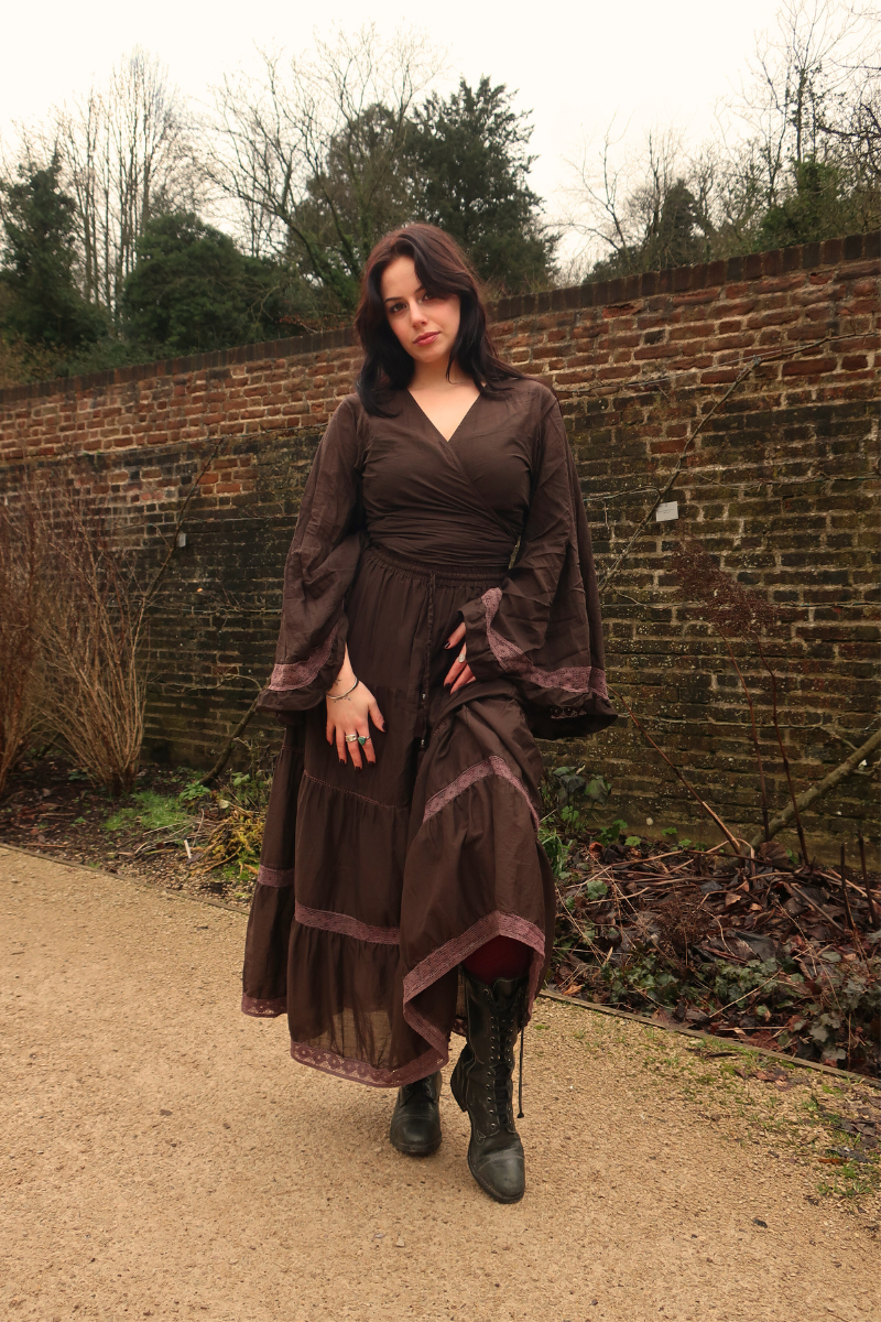 Pisces Crochet Wrap Top in Tuscan Brown