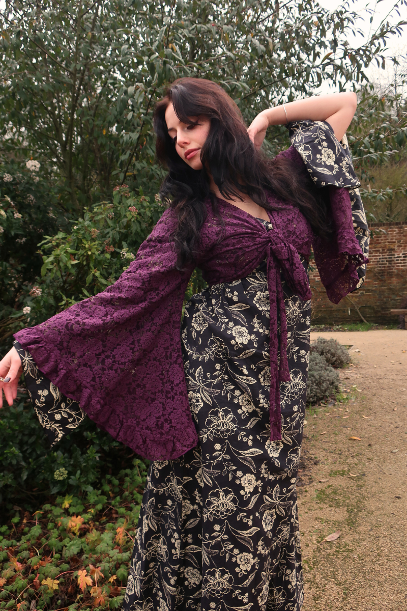 Venus Wrap Top in Witches Purple Lace