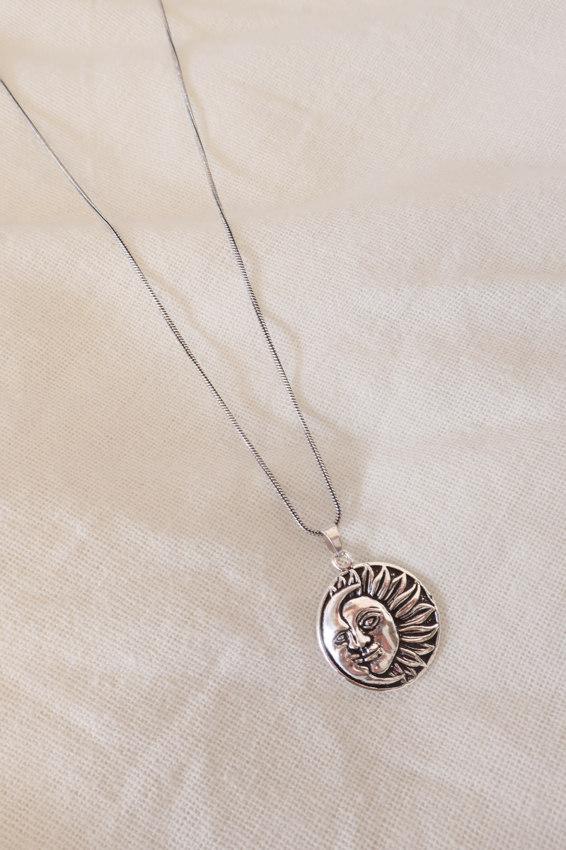 Moon And Stars Silver Plated Necklace