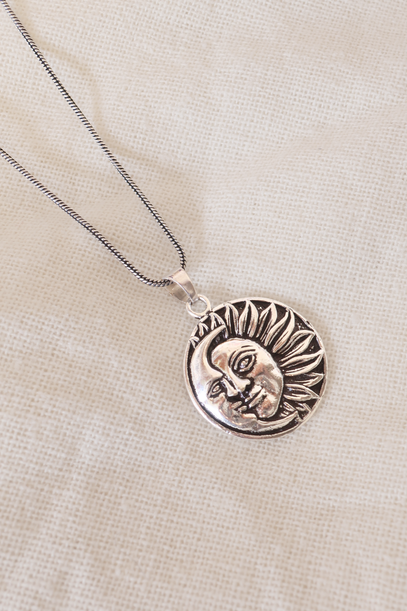 Moon And Stars Silver Plated Necklace