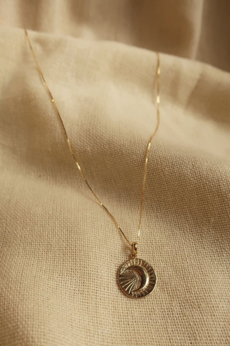 Gold Moon Beam Charm Necklace by All About Audrey