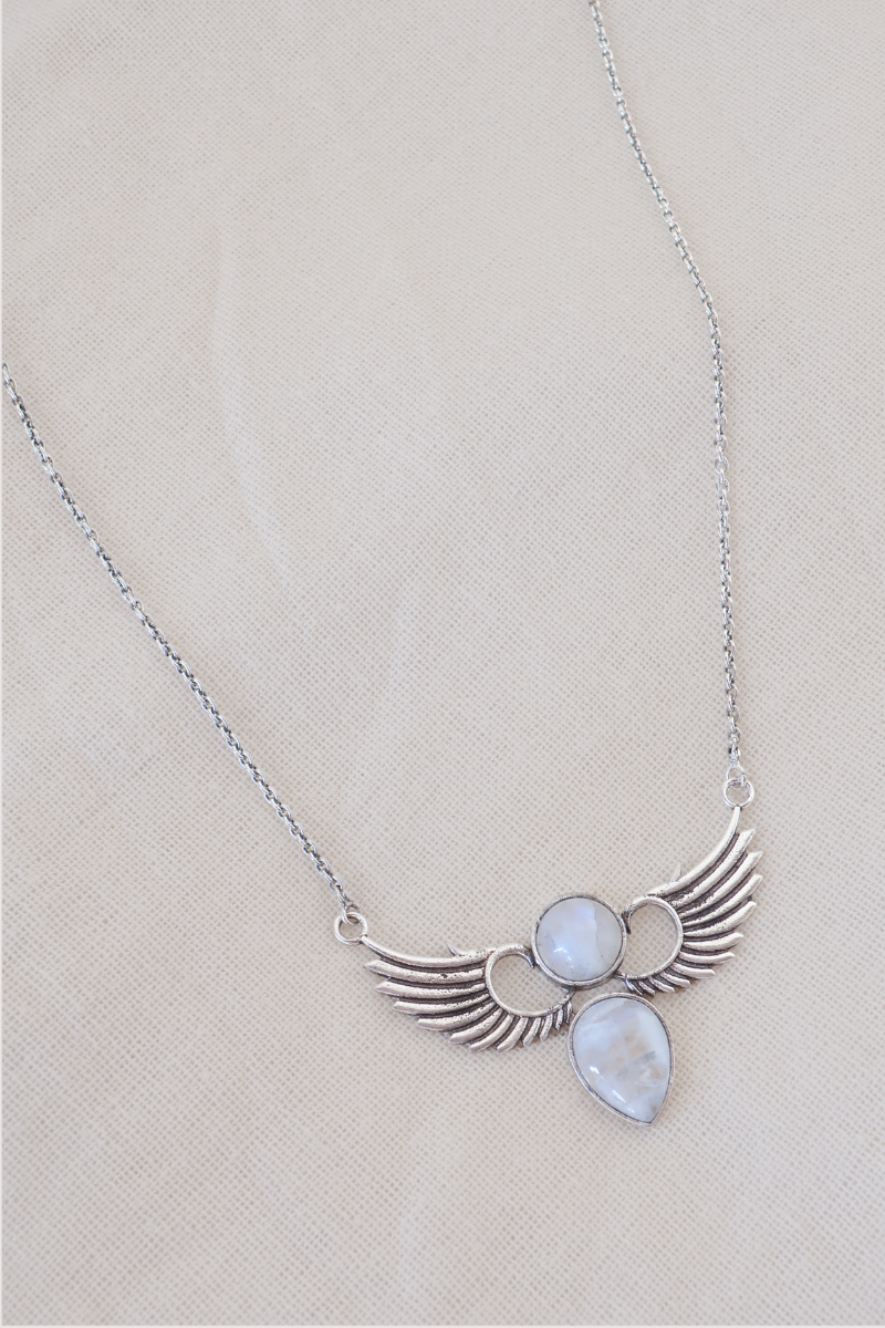 Moonlit Flight Silver Plated Necklace