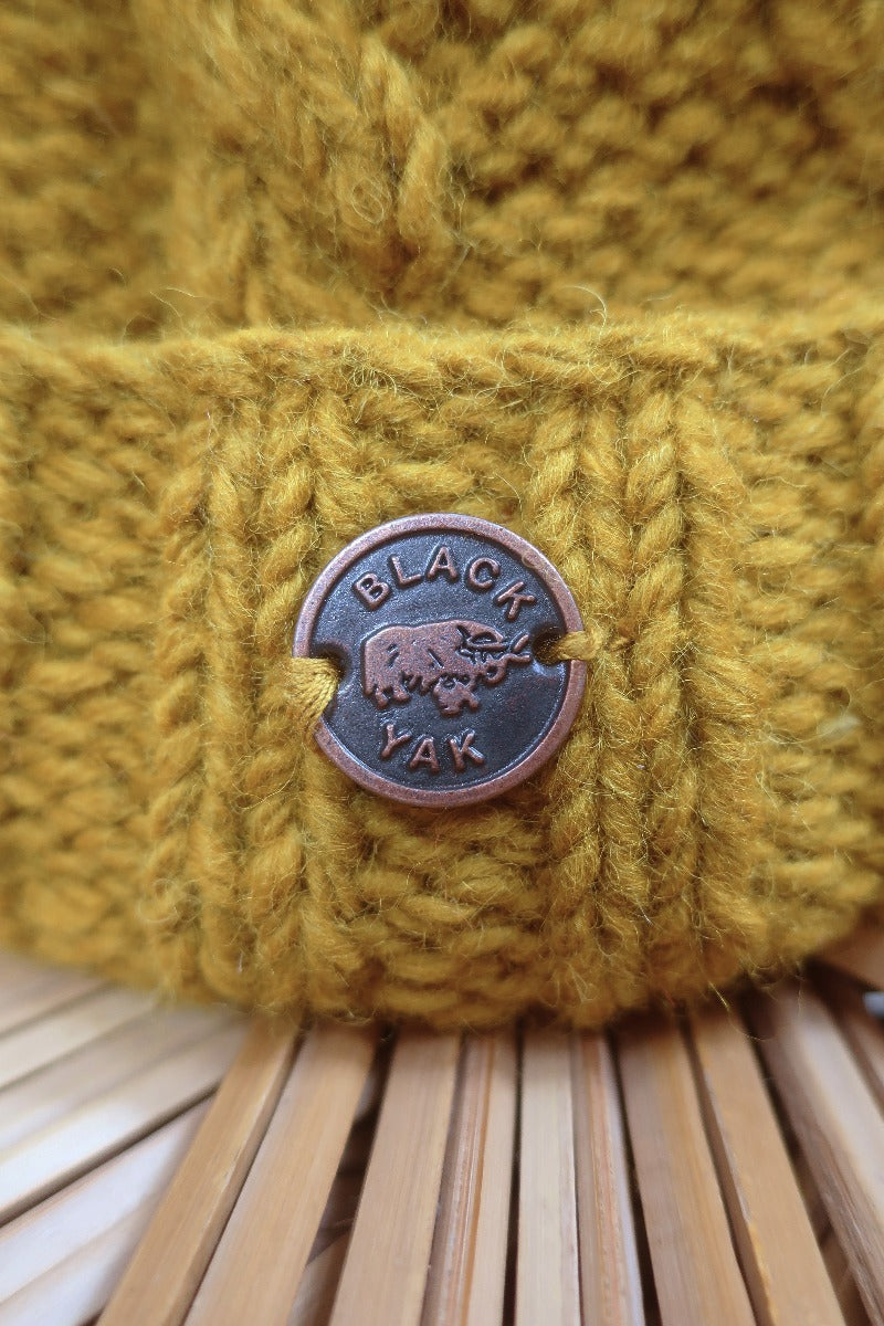 Black Yak Beanie in Mustard Yellow by All About Audrey
