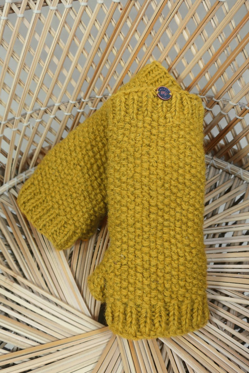 Black Yak Mittens in Mustard Yellow by All About Audrey