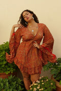 Venus Mini Wrap Dress in Ono Vermillion Mandala by All About Audrey