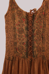 Indian Embroidered Corset Maxi in Burnt Orange Floral by All About Audrey