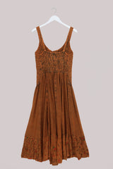 Indian Embroidered Corset Maxi in Burnt Orange Floral by All About Audrey
