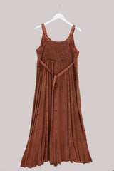 Indian Embroidered Strappy Maxi in Burnt Orange - Free Size 3XL by All About Audrey