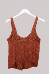 Embroidered Corset Top in Burnt Orange - Free Size