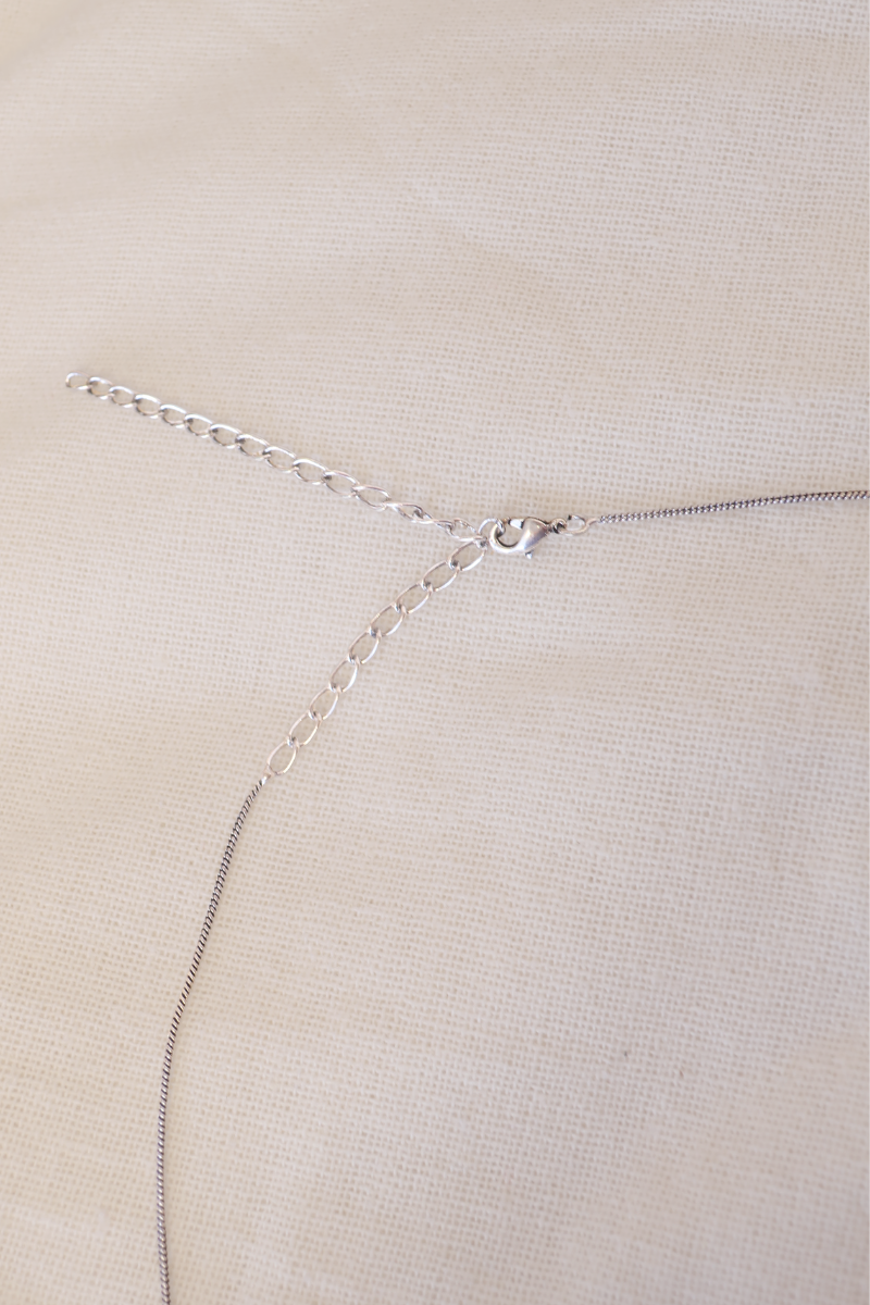 Ornate Locket Necklace in Silver with Moonstone