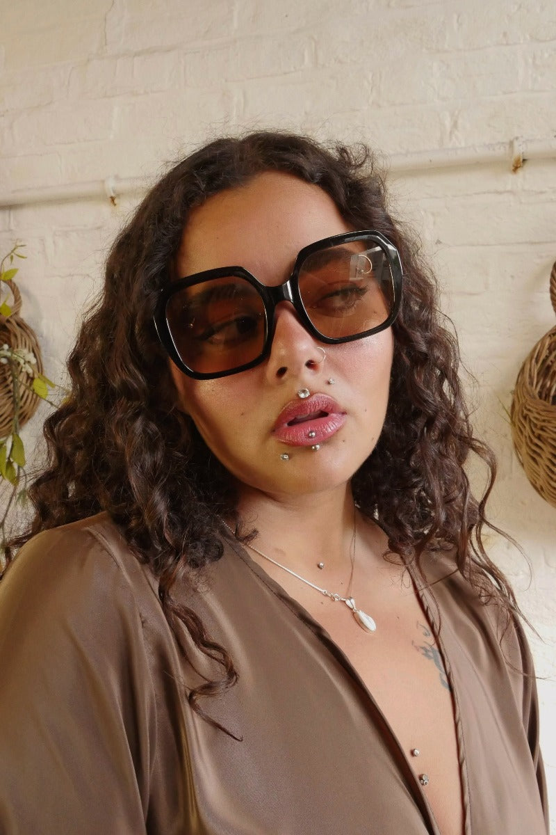 Square 70s Sunglasses - Silhouette Black by All About Audrey by All About Audrey