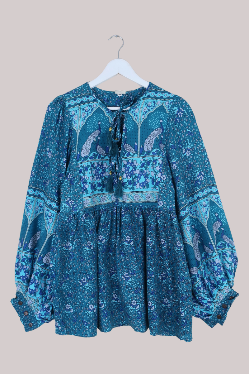 Peacock Prairie Top in Ocean & Indigo