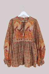 Peacock Prairie Top in Tan & Turmeric