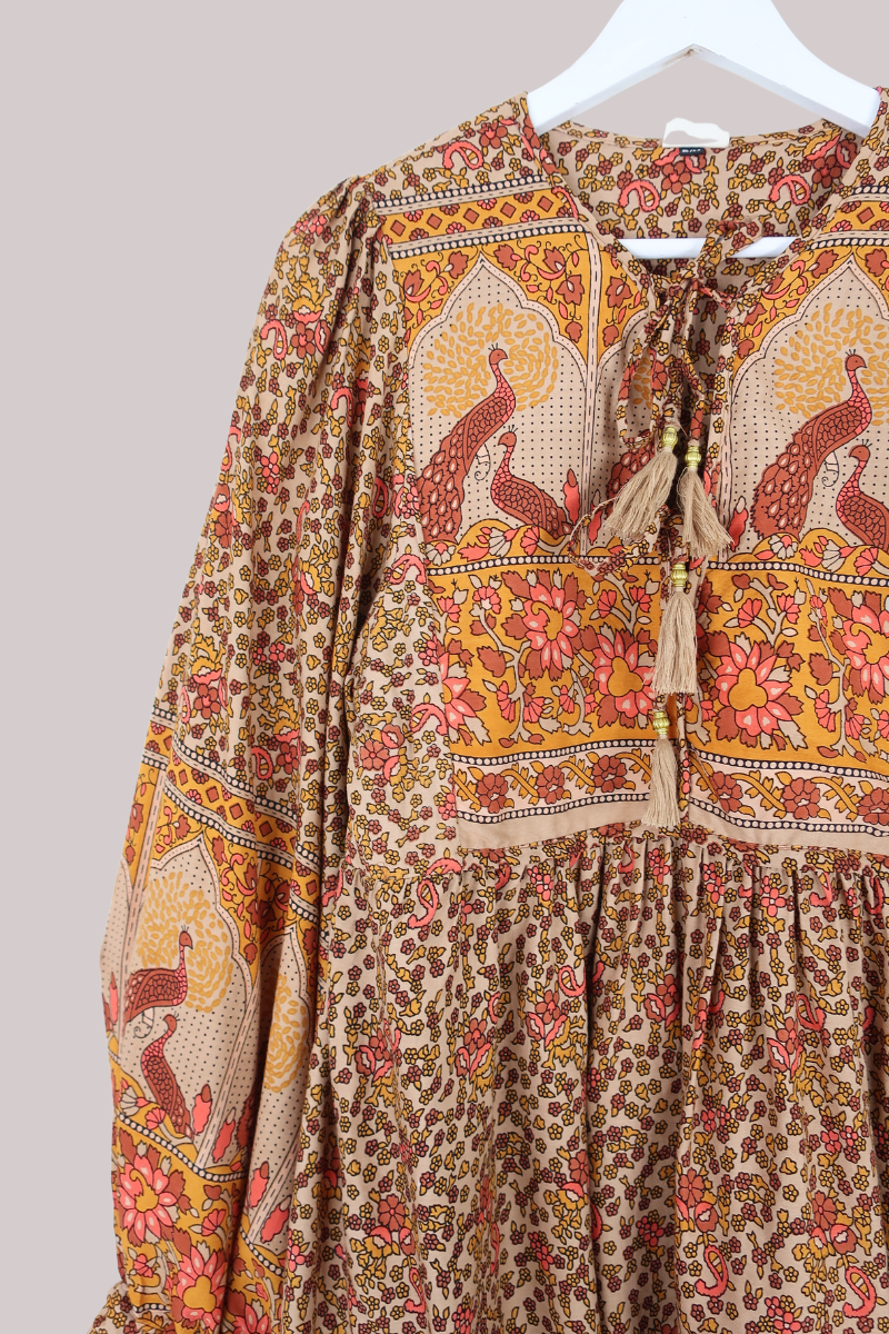 Peacock Prairie Top in Tan & Turmeric