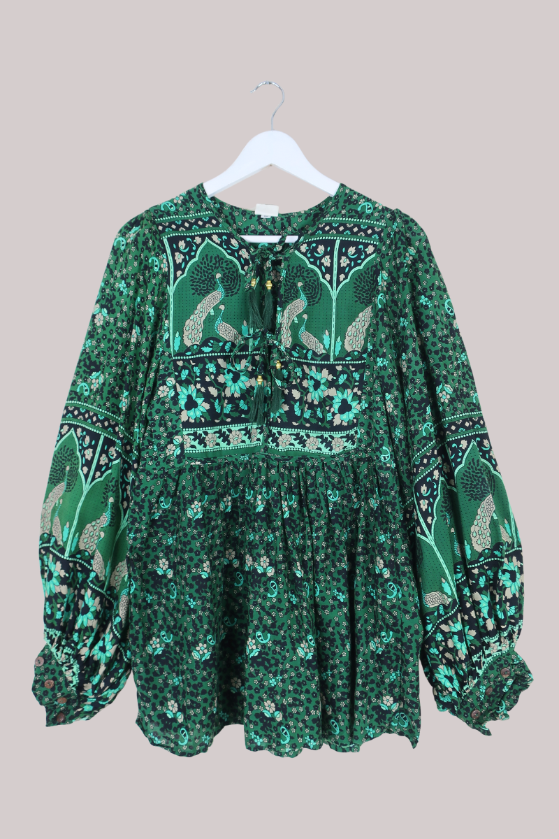 Peacock Prairie Top in Forest Green