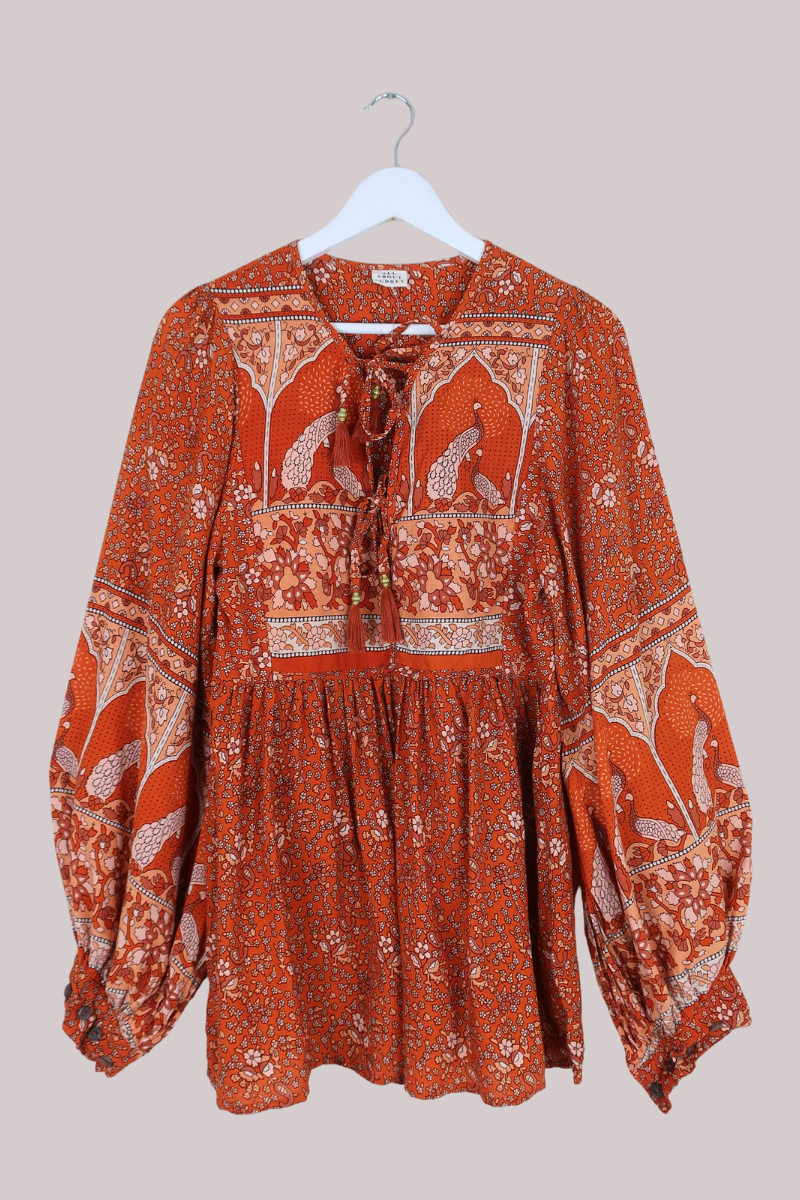 Peacock Prairie Top in Burnt Orange