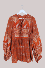 Peacock Prairie Top in Burnt Orange