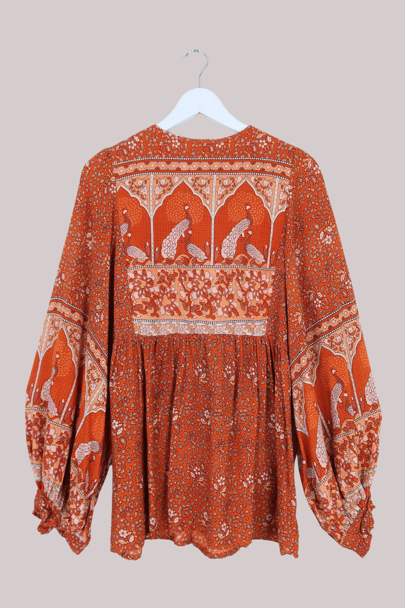 Peacock Prairie Top in Burnt Orange