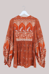 Peacock Prairie Top in Burnt Orange