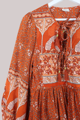 Peacock Prairie Top in Burnt Orange