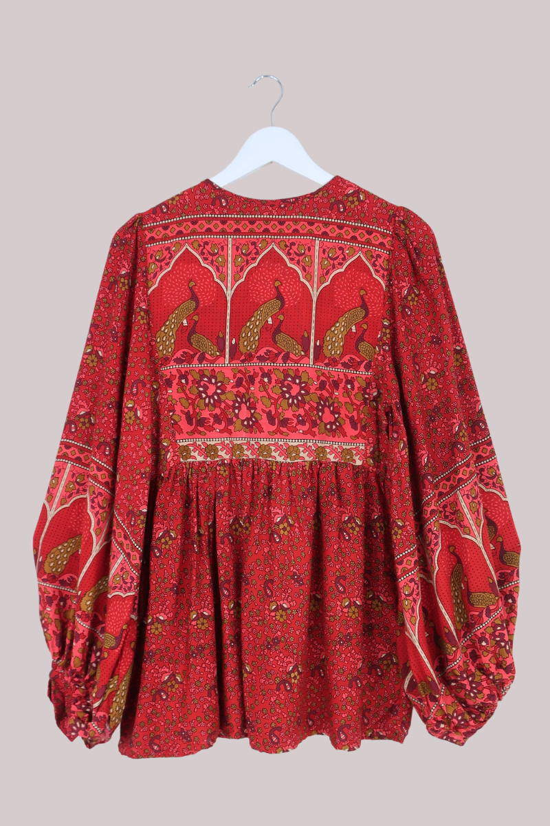 Peacock Prairie Top in Berry Red