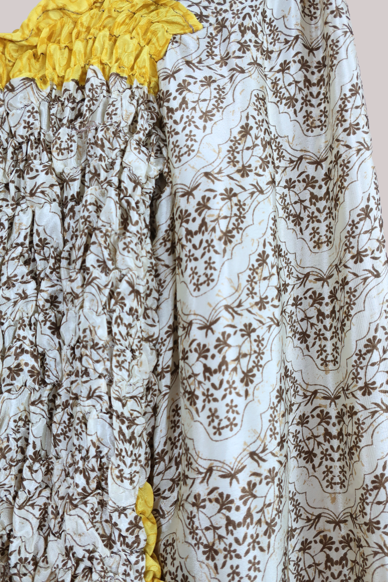 Pearl Vintage Sari Top - Yellow & Cream Wildflower - Free Size by All About Audrey