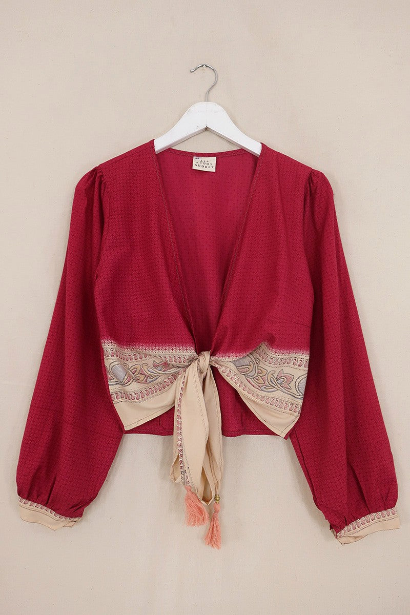 Lola Wrap Top - Peppercorn Pink - Size XS by All About Audrey