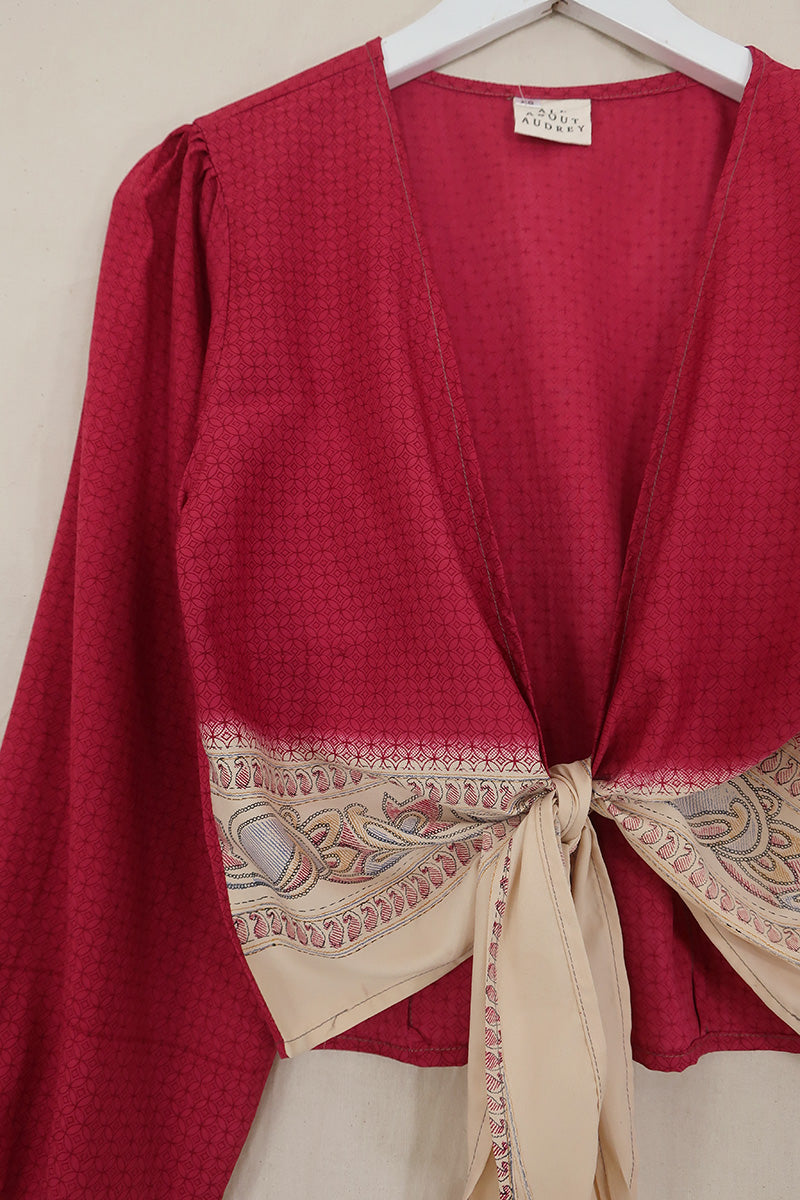 Lola Wrap Top - Peppercorn Pink - Size XS by All About Audrey