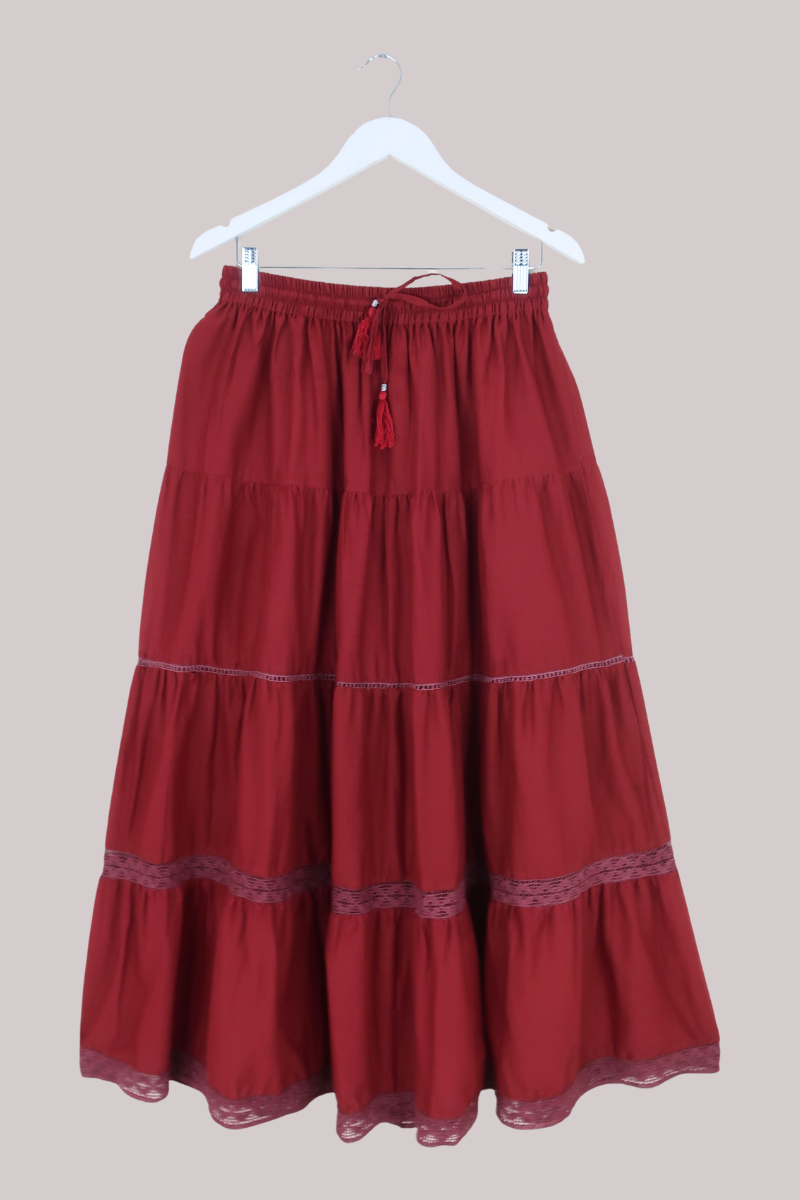 Pisces Crochet Skirt in Belladonna Red