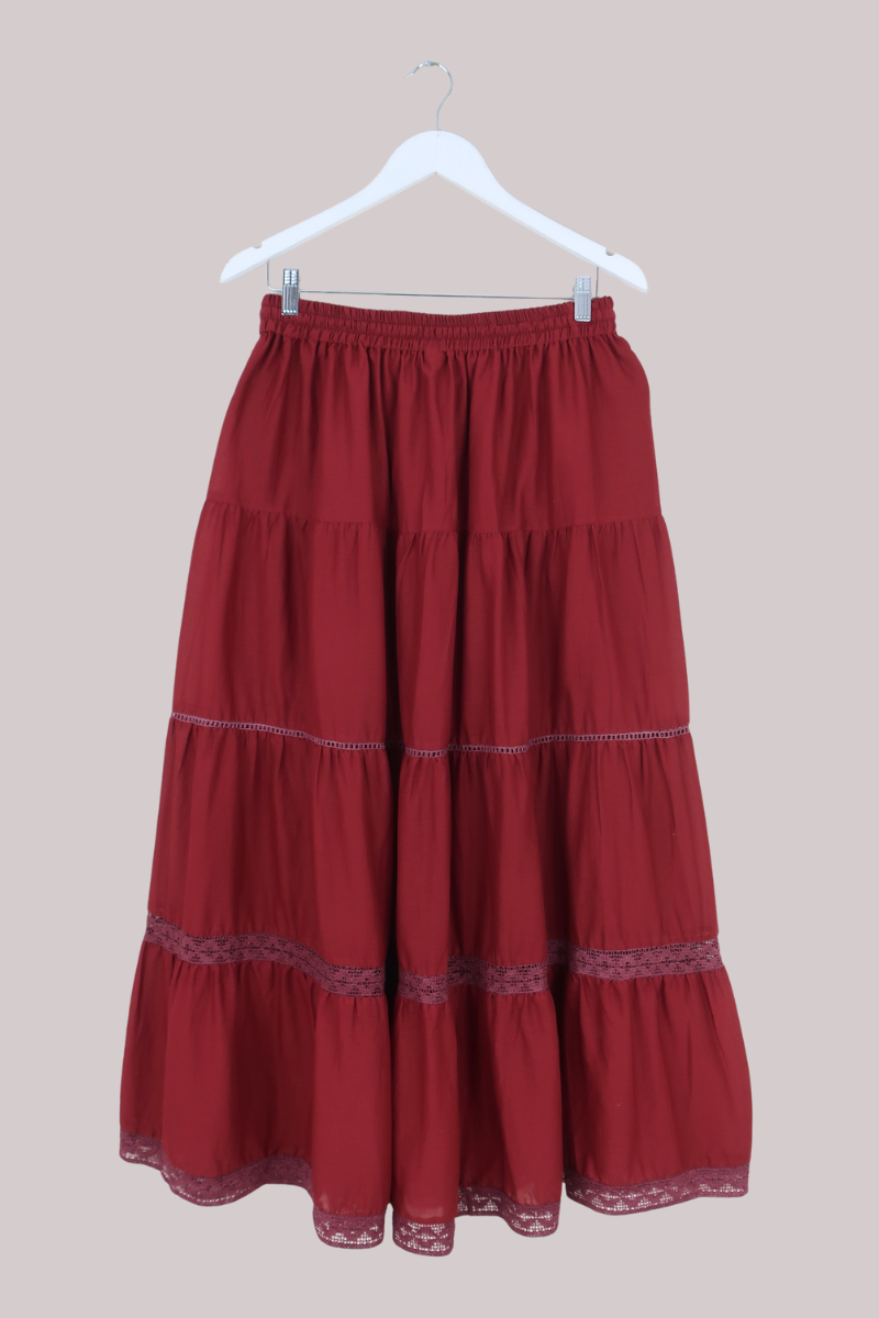 Pisces Crochet Skirt in Belladonna Red