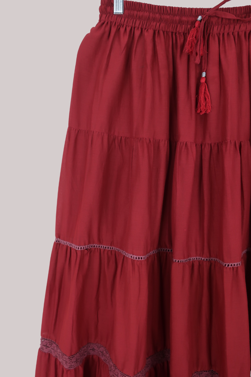 Pisces Crochet Skirt in Belladonna Red