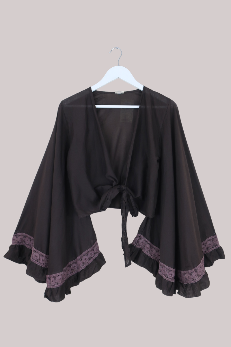 Pisces Crochet Wrap Top in Tuscan Brown