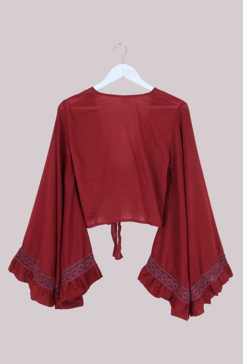 Pisces Crochet Wrap Top in Belladonna Red