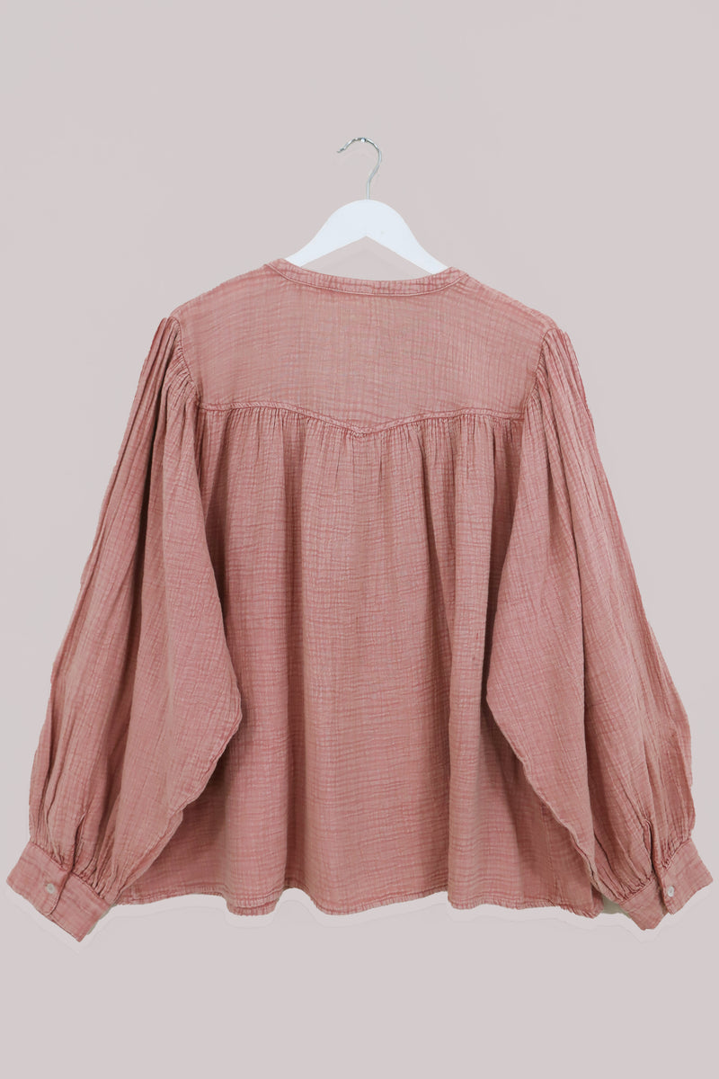 Balloon Sleeve Smock Top in Cherry Blossom Pink