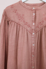 Balloon Sleeve Smock Top in Cherry Blossom Pink