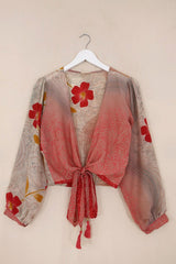 Lola Wrap Top - Pink Haze Floral - Size XS - All About Audrey