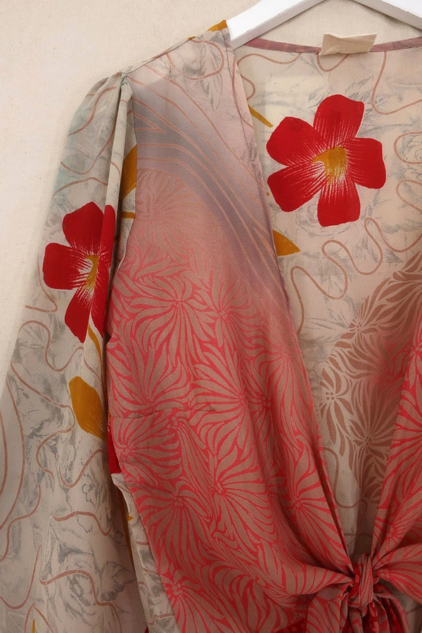 Lola Wrap Top - Pink Haze Floral - Size XS - All About Audrey