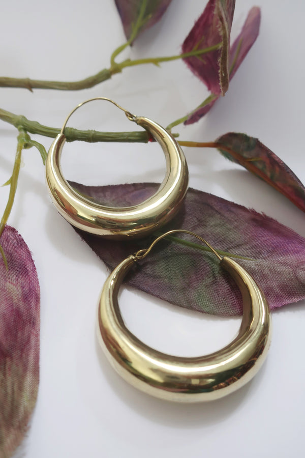 Medium Hoop Earrings in Gold Plated Brass