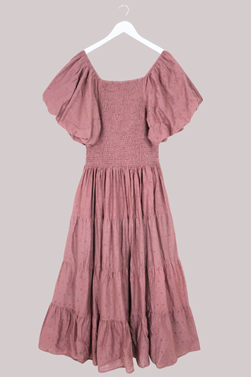 Charlotte Maxi Dress in Journal Brown Broderie Anglaise